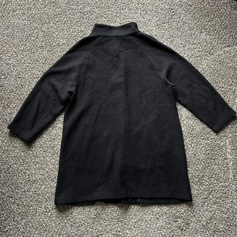 Cynthia Rowley 100% Wool Black Trench Coat 1X Whimsigoth Winter Emo Urban Chic - Picture 4 of 8